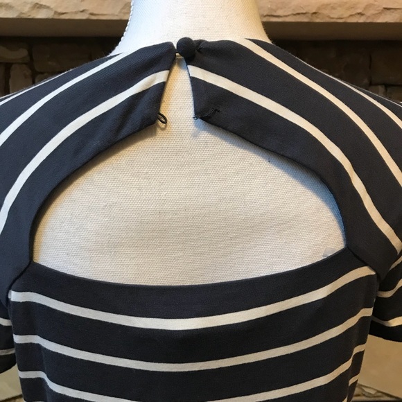 NWT LOFT Striped Cutout Back Flare Dress Size 8 - Picture 6 of 8